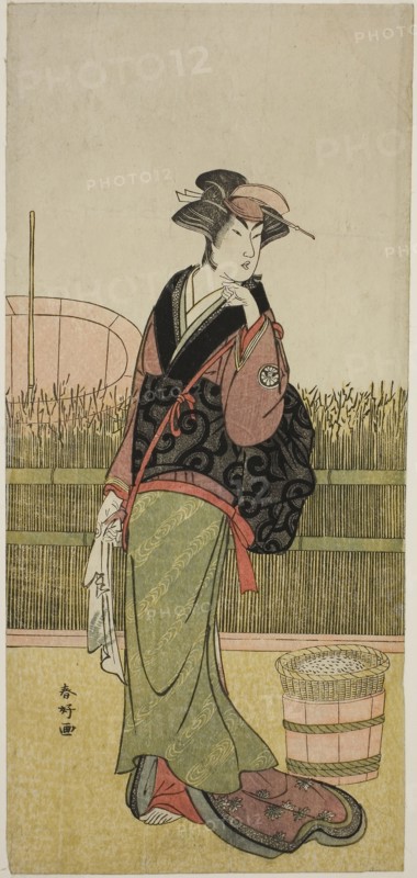 The Actor Segawa Kikunojo III in an Unidentified Role, c. 1786/87, Katsukawa Shunko I, Japanese, 1743-1812, Japan, Color woodblock print, hosoban, 31.7 x 14.8 cm (12 1/2 x 5 13/16 in.)