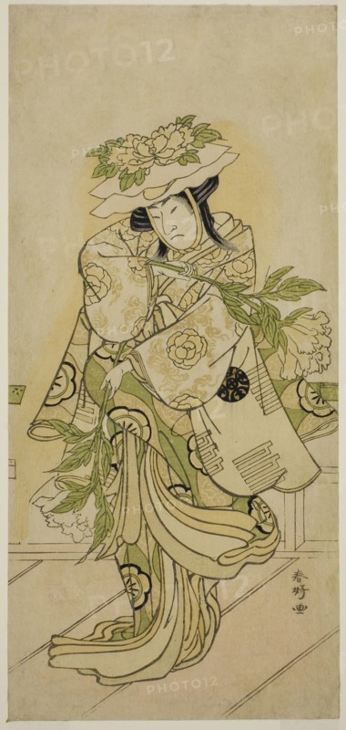 The Actor Nakamura Nakazo I in a Shak-kyo Dance in the Play Aioi Jishi, Performed at the Ichimura Theater in the Fourth Month, 1784, c. 1784, Katsukawa Shunko I, Japanese, 1743-1812, Japan, Color woodblock print, hosoban, 32.1 x 14.8 cm (12 5/8 x 5 13/16 in.)