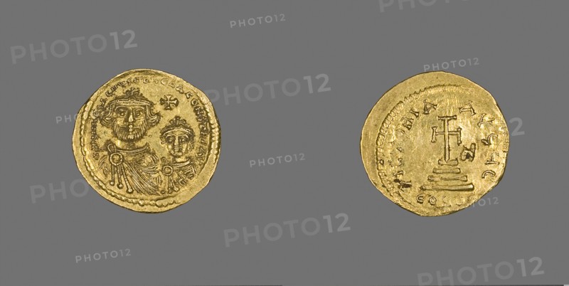 Solidus (Coin) Portraying Heraclius and His Son Heraclius Constantine, 613/616, Byzantine, minted in Constantinople (now Istanbul), Byzantine Empire, Gold, Diam. 2.1 cm, 4.41 g