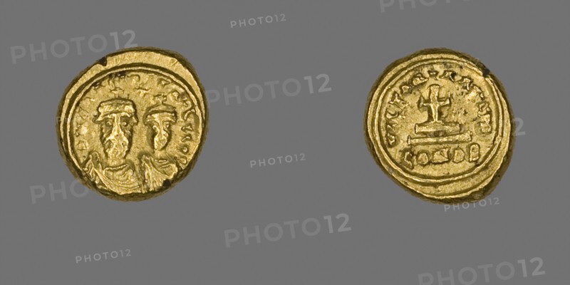 Solidus (Coin) of Constans II and Constantine IV, AD 659/668, Byzantine, minted in Constantinople, Byzantine Empire, Gold, Diam. 1.4 cm, 4.43 g