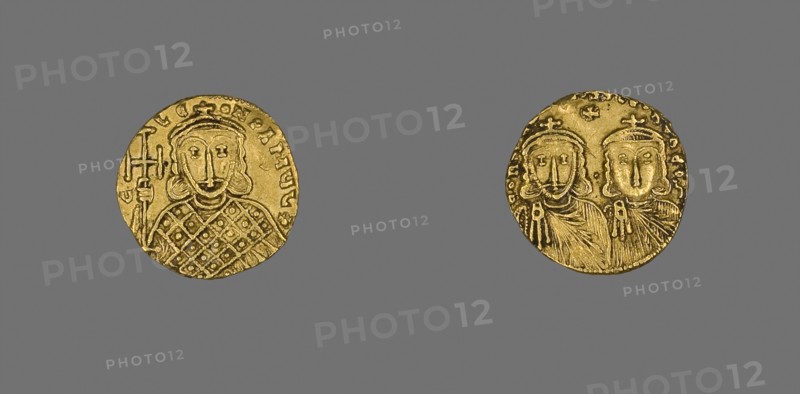 Solidus (Coin) of Constantine V and Leo IV, AD 751/775 (r. AD 741–775), Byzantine, minted in Constantinople, Byzantine Empire, Gold, Diam. 1.9 cm, 3.74 g
