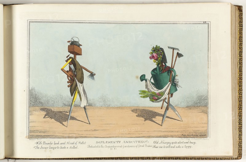 The Caricature Magazine, or Hudibrastic Mirror, Vol. I and II, 1819, George Cruikshank (English, 1792-1878), Thomas Rowlandson (English, 1756-1827), Henry William Bunbury (English, 1750-1811), Piercy Roberts (English, 19th century), Charles Williams (English, active 1797-1830), after George Woodward (English, c.1760-1809), published by Thomas Tegg (English, 1776-1845), England, Book with hand-colored etchings in black on cream wove paper, 275 × 420 × 32 mm, The Caricature Magazine, or Hudibrastic Mirror, Vol. III, 1821, George Cruikshank (English, 1792-1878), Thomas Rowlandson (English, 1756-1827), Wililam Elmes (English, active 1804-1816), Piercy Roberts (English, 19th century), and Charles Williams (English, active 1797-1830), after George Woodward (English, c.1760-1809), published by Thomas Tegg (English, 1776-1845), England, Book with hand-colored etchings in black on cream wove paper, 275 × 423 × 39 mm