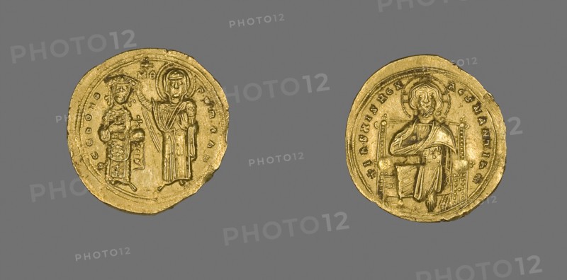 Histamenon (Coin) of Romanus III Argyrus with Christ Enthroned, 1028/34, Byzantine, minted in Constantinople (now Istanbul), Constantinople, Gold, Diam. 2.5 cm, 4.40 g
