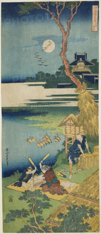 Ariwara no Narihira, from the series A True Mirror of Chinese and Japanese Poems, c. 1830, Katsushika Hokusai ?? ??, Japanese, 1760-1849, Japan, Color woodblock print, nagaban, 50.3 x 21.3 cm
