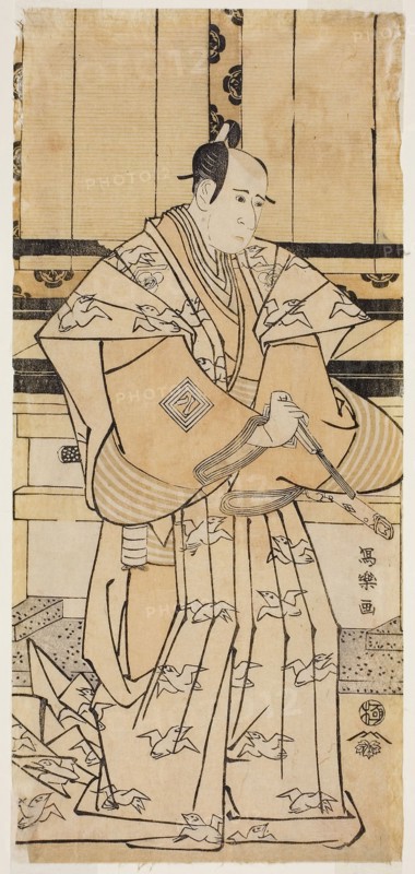 The Actor Ichikawa Yaozo lll as Soga no Juro Sukenari (Sandai-me Ichikawa Yaozo no Soga no Juro Sukenari), 1795, (Kansei 7), Toshusai Sharaku ??? ??, Japanese, active 1794-95, Japan, Color woodblock print, hosoban, nishiki-e, 30.7 x 14.0 cm