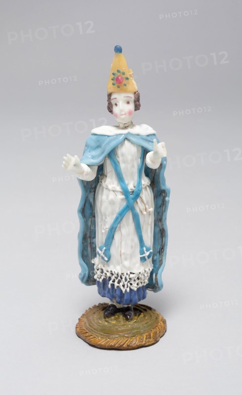 Priest, Early 18th century, Nevers, France, Glass, lampwork (verre de Nevers), metal armature, H. 11.6 cm (4 9/16 in), Study for Fleet Prison, from Microcosm of London, c. 1808, Augustus Charles Pugin (English, born France, 1762-1832), Thomas Rowlandson (English, 1756-1827), England, Graphite on cream wove paper, 195 × 257 mm