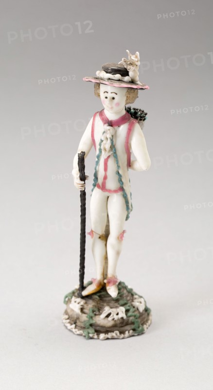 Man with Staff, 1750/99, Nevers, France, Glass, lampwork (verre de Nevers), metal armature, H. 10.5 cm (4 1/8 in.)