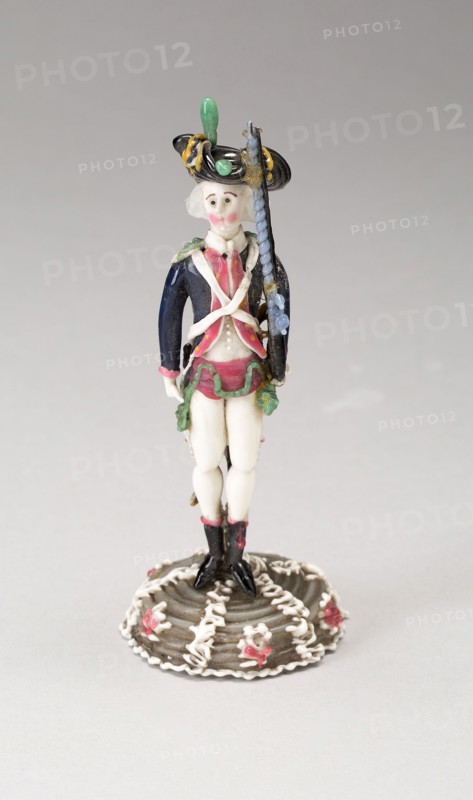 Soldier, 18th century, Nevers, France, Glass, lampwork (verre de Nevers), metal armature, H. 11.6 cm (4 9/16 in.)