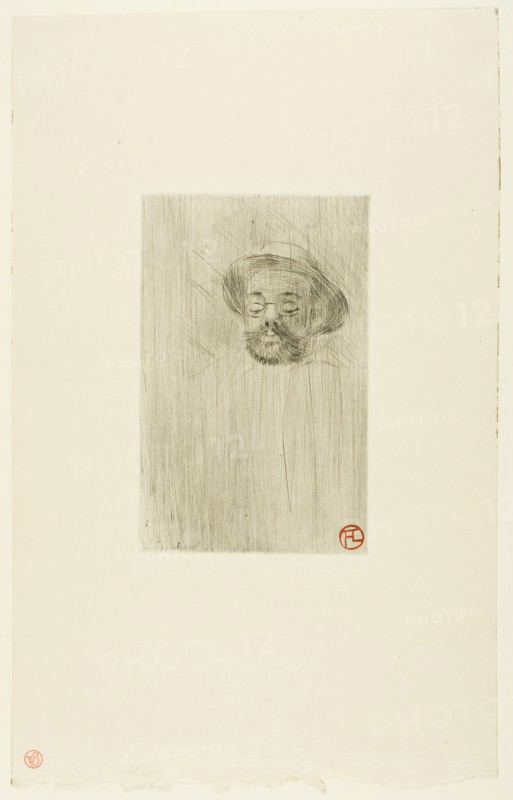 Henry Somm, 1898, printed and published 1911, Henri de Toulouse-Lautrec, French, 1864-1901, France, Drypoint from a zinc plate in black on cream wove Japanese paper, 171 × 109 mm (image/plate), 371 × 230 mm (sheet)