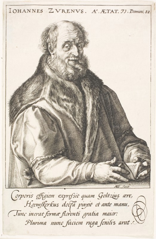 Zuren, Jan van (1517-1591) publisher, burgomaster of Haarlem, 1590, Hendrick Goltzius, Dutch, 1558-1617, Netherlands, Engraving and etching in black on ivory laid paper, 129 x 101 mm (image), 165 x 107 mm (plate/sheet)