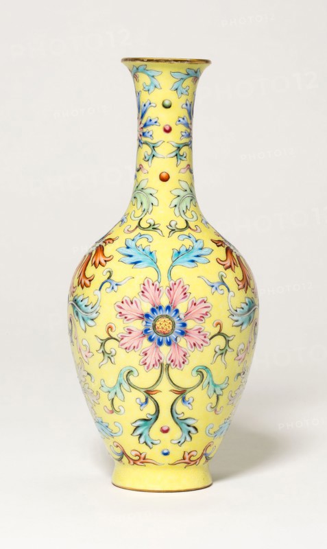 Vase with Floral Scrolls, Qing dynasty (1644–1911), Qianlong reign mark and period (1736–1795), China, Porcelain painted in overglaze famille rose enamels, H. 15.1 cm (5 15/16 in.), diam. 6.8 cm (2 11/16 in.)