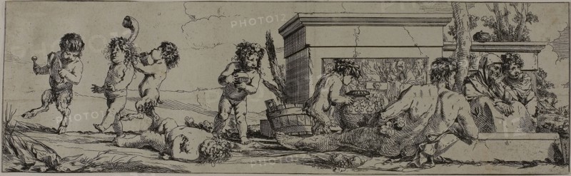 Bacchanal, 1633/78, Giulio Carpioni, Italian, 1613-1678, Italy, Etching on ivory laid paper, 123 x 406 mm