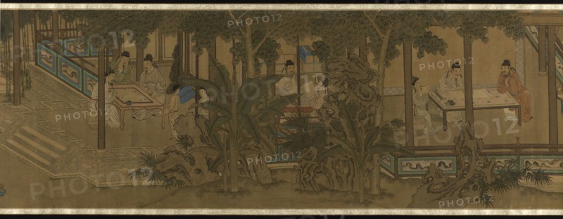 The Four Accomplishments, Qing dynasty (1644–1911), 19th century, Wang Ning (??), attributed, Chinese, China, Handscroll, ink and color on silk, 35.8 × 392.6 cm