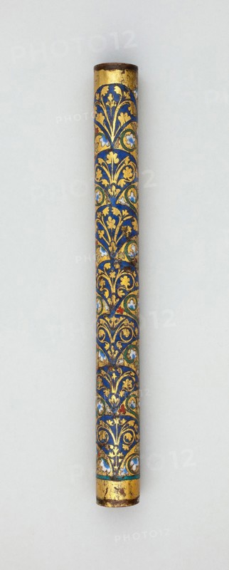 Shaft of a Column, 1175/1200, German, Rhineland, Rhineland, Gilt bronze, champlevé enamel, H: 18.3 cm (7 3/16 in.), Diameter: 1.9 cm (3/4 in.)