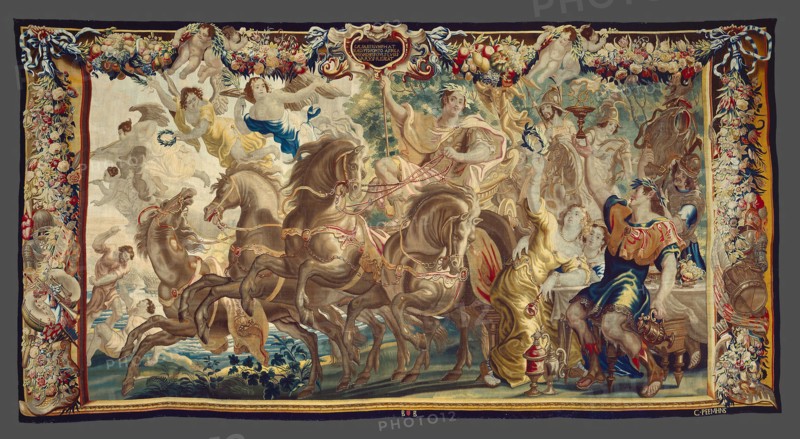 The Triumph of Caesar from The Story of Caesar and Cleopatra, c. 1680, After a design by Justus van Egmont (1601–1674), Produced at the workshop of Gerard Peemans (1637/39–1725), Flanders, Brussels, Flanders, Wool and silk, slit and double interlocking tapestry weave, 701.9 × 366.2 cm (276 3/8 × 144 1/4 in.)