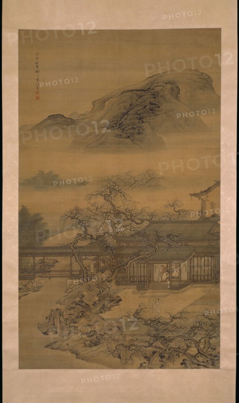 Spring Arriving in the Han Palace, Qing dynasty (1644–1911), 1717, Yuan Jiang, Chinese, active c. 1690–1724, China, Hanging scroll, ink and slight color on silk, 65 × 39 in. (165 × 99 cm).