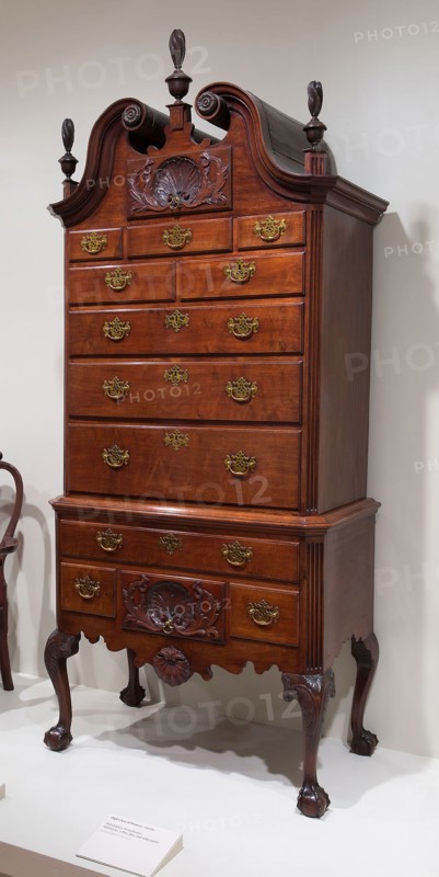 High Chest of Drawers, 1750/60, American, 18th century, Philadelphia, Philadelphia, Mahogany, yellow pine, and tulip poplar, 256.7 × 113.1 × 59.1 cm (101 × 44 1/2 × 23 1/4 in.)