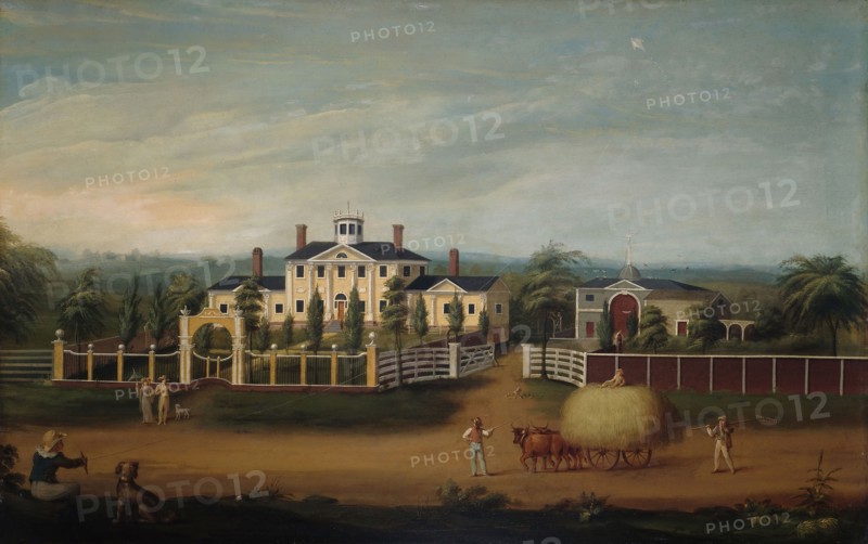 New England Country Seat, 1800/20, American, 18th/19th century, New England, Oil on yellow poplar panel, 58.6 × 91.8 cm (23 × 36 1/8 in.)