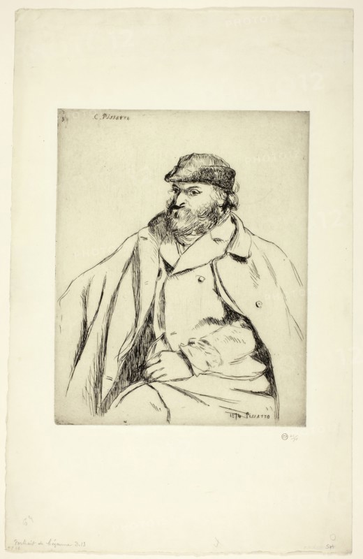 Paul Cézanne, 1874, printed 1920, Camille Pissarro, French, 1830-1903, France, Etching in black on ivory laid paper, 270 × 215 mm (image/plate), 465 × 297 mm (sheet)