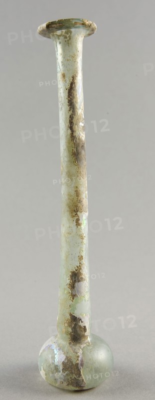 Bottle, 1st century AD, Roman, Levant or Syria, Syria, Glass, blown technique, H. 17.8 cm (7 in.), diam. 3.8 cm (1 1/2 in.)