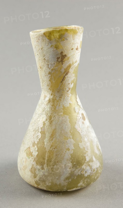 Bottle, 3rd century AD, Roman, Levant or Syria, Syria, Glass, blown technique, H. 11.4 cm (4 1/2 in.), diam. 6.4 cm (2 1/2 in.)