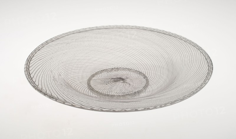 Dish, 1575/1600, Italian, Venice, Venice, Colorless glass with spiral white glass canes, 3.8 × 24.8 cm (1 1/2 × 9 3/4 in.)