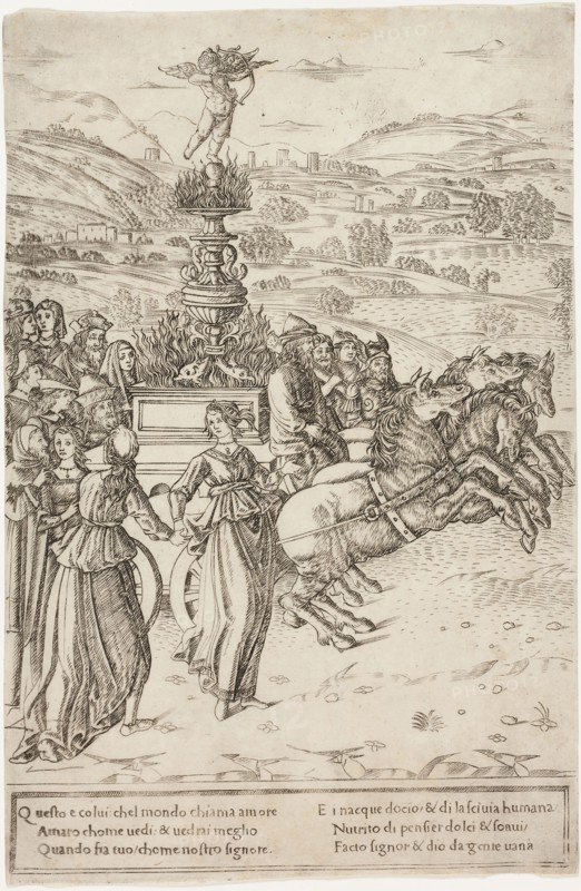 The Triumph of Love, 1470/90, Attributed to Francesco Rosselli, Italian, 1448-c. 1513, Italy, Engraving in black on paper, 257 x 170 mm
