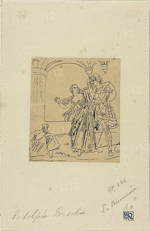 The Prisoner, n.d., Rodolphe Bresdin, French, 1825-1885, France, Pen and black ink, on tan tracing paper, laid down on buff wove paper, 114 × 100 mm