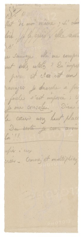 Fragment of Long Inscription, c. 1895, Paul Gauguin, French, 1848-1903, France, Graphite on cream wove paper, discolored to tan, 225 × 74 mm