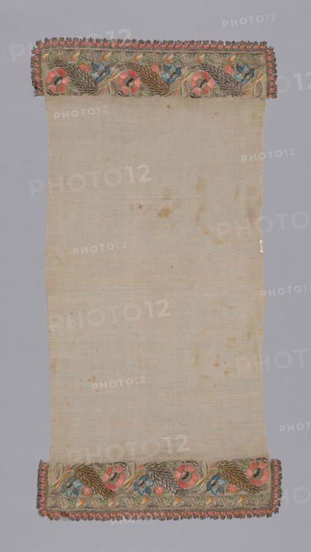 Towel or Napkin, 19th century, Turkey, Turkey, Towel, embroidered in flower and leaf design, 117.2 x 59.7 cm(46 1/8 x 23 1/2 in.)