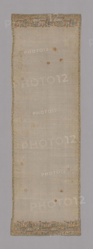 Cover (?), 19th century, Turkey, Turkey, Towel, embroidered in design of boats, towers and bridges, 167.7 x 54 cm (66 x 21 1/4 in.)