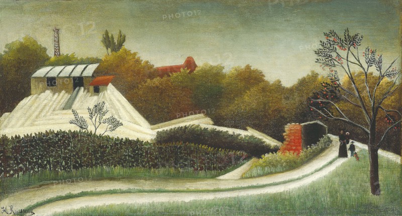 Sawmill, Outskirts of Paris, c. 1893/95, Henri Rousseau, French, 1844-1910, France, Oil on canvas, 10 × 17 7/8 in. (25.5 × 45.5 cm)