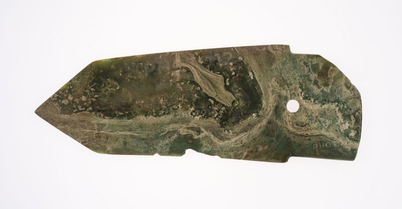 Dagger-Blade (ge), Shang dynasdy (c. 1600–1046 BC), 13th–11th century B.C., China, Jade, 11 1/2 × 4 3/16 × 3/16 in.
