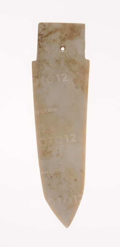 Dagger-Blade (ge), Shang dynasty (c.1600–1046), 13th–11th century B.C., China, Jade, 6 1/4 × 1 13/16 × 1/8 in.
