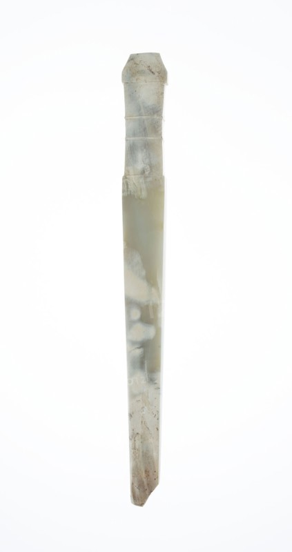 Handle-Shaped Jade, Shang or Western Zhou period, 2nd–early 1st millennium B.C., China, Jade, 9 × 15/16 × 3/8 in.