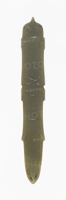 Insect-Shaped Pendant, Shang or Western Zhou period, 13th/10th century B.C., China, Jade, 3 1/2 × 1/2 × 1/8 in.