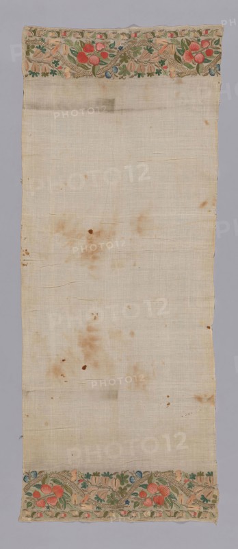 Towel or Napkin, 19th century, Turkey, Turkey, Towel, embroidered with floral and fruit scroll motif., 130.8 x 50.8 cm (51 1/2 x 20 in.)