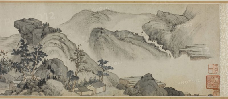 Recluse Dwellings in the Autumn Mountains, Ming dynasty (1368–1644), 1621, Mi Wanzhong (1570-1628), Chinese, China, Handscroll, ink and colors on paper, 9 1/4 × 73 3/8 in.