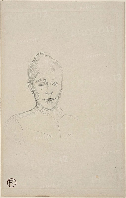 Study: Face of Woman with High Collar, c. 1894, Henri de Toulouse-Lautrec, French, 1864-1901, France, Graphite on ivory wove paper, 252 × 159 mm