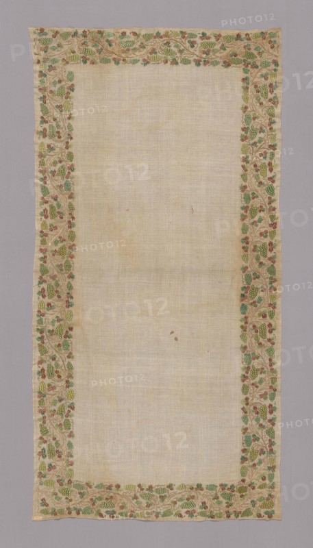Cover, 19th century, Turkey, Turkey, silk, plain weave, embroidered with silk floss and gilt-metal-strip-wrapped silk in stem, double running, and satin stitches, 139 x 71.8 cm (54 3/4 x 28 1/4 in.)