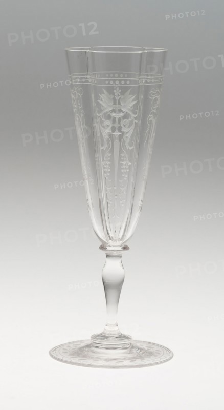 Champagne Flute, 19th century, J. & L. Lobmeyr, Austrian, founded 1822, Vienna, Glass, clear and blown with quadri-lobed bowl, H. 17.5 (6 7/8 in.)