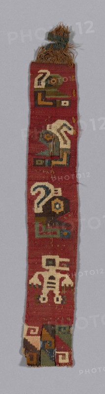 Fragment (Band), A.D. 800/1100, Provincial Wari, Probably central or south coast, Peru, Peru, Cotton and wool (camelid), slit and single interlocking tapestry weave, 40 x 6 cm (15 3/4 x 2 3/8 in.)
