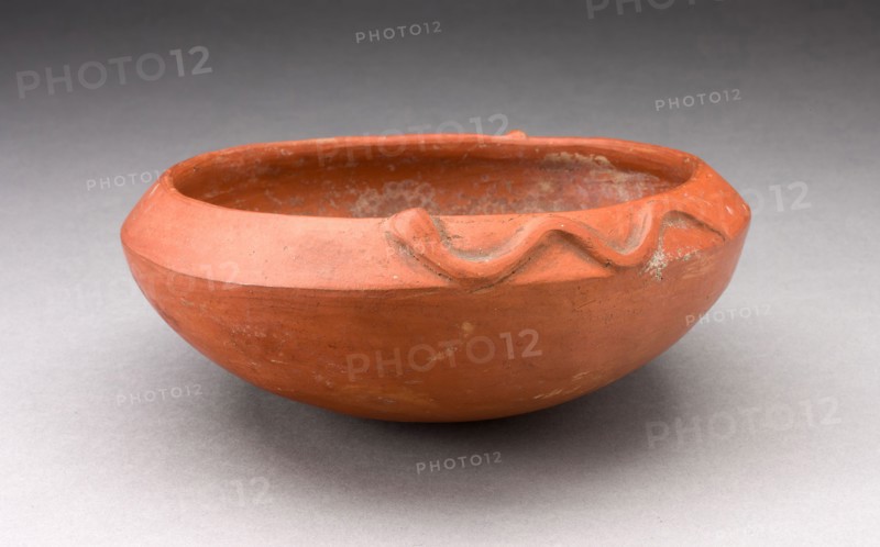 Redware Bowl with Molded Snake-like Form on Rim, A.D. 1450/1532, Inca, South coast or southern highlands, Peru, Peru, southern, Ceramic