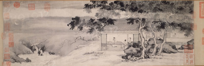 Drinking at Night, Ming dynasty (1368–1644), c. 1520/23, Tang Yin, Chinese, 1470-1523, China, Handscroll, ink on paper, 30.5 × 139.2 cm (12 × 55 in.)