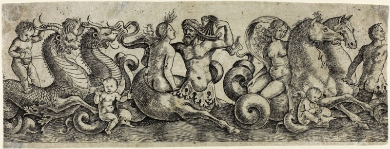 Frieze with Tritons and Nymphs, 1515/20, Girolamo Mocetto, Italian, c.1470-after 1531, Italy, Engraving on paper