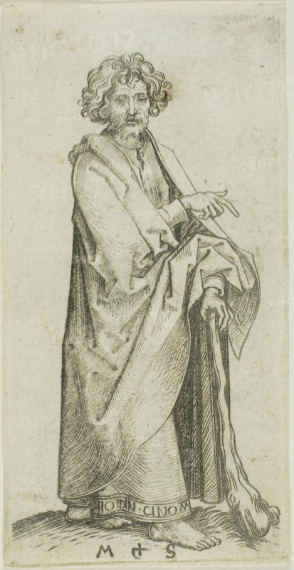 St James Minor, from Apostles, n.d., Martin Schongauer, German, c. 1450-1491, Germany, Engraving on paper, 88 × 43 mm (plate), 88 × 45 mm (sheet)