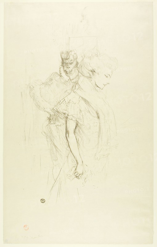 Blanche and Noire, 1896, Henri de Toulouse-Lautrec, French, 1864-1901, France, Lithograph on cream laid Japanese paper, 449 × 294 mm (image), 545 × 339 mm (sheet)