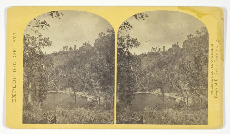 Apache Lake, Summit of Sierra Blanca Mountains, about 35 miles east from Camp Apache, Arizona, and 10.500 feet above sea-level. This lake is similar to many found in the western mountains, 1873, Timothy O’Sullivan (American, born Ireland, 1840–1882), commissioned by George Wheeler for the War Department, Corps of Engineers, U.S. Army, United States, Albumen print, stereo, No. 30 from the series "Geographical Explorations and Surveys West of the 100th Meridian