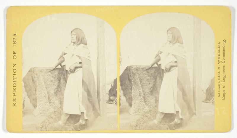 Pah-ge, a Ute Squaw, of the Kah-poh-teh band, Northern New Mexico, 1874, Timothy O’Sullivan (American, born Ireland, 1840–1882), commissioned by George Wheeler for the War Department, Corps of Engineers, U.S. Army, United States, Albumen print, stereo, No. 39 from the series "Geographical Explorations and Surveys West of the 100th Meridian