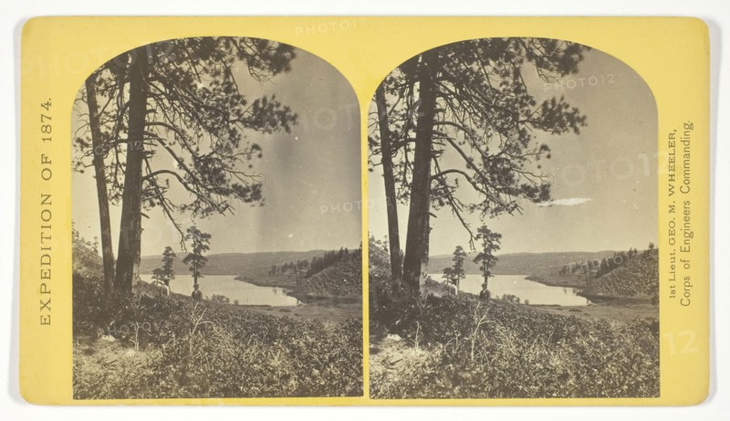 Lagunas Caballo, or Horse Lakes, 14 miles, N. W. from Tierra Amarilla, New Mexico. The water of the lakes is strongly mineral and not fit for men or animals to drink, 1874, Timothy O’Sullivan (American, born Ireland, 1840–1882), commissioned by George Wheeler for the War Department, Corps of Engineers, U.S. Army, United States, Albumen print, stereo, No. 44 from the series "Geographical Explorations and Surveys West of the 100th Meridian